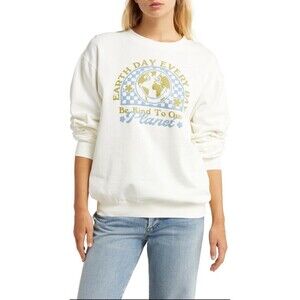 Desert Dreamer Smiley Earth Day Cotton Blend Crewneck Sweatshirt Size S Planet